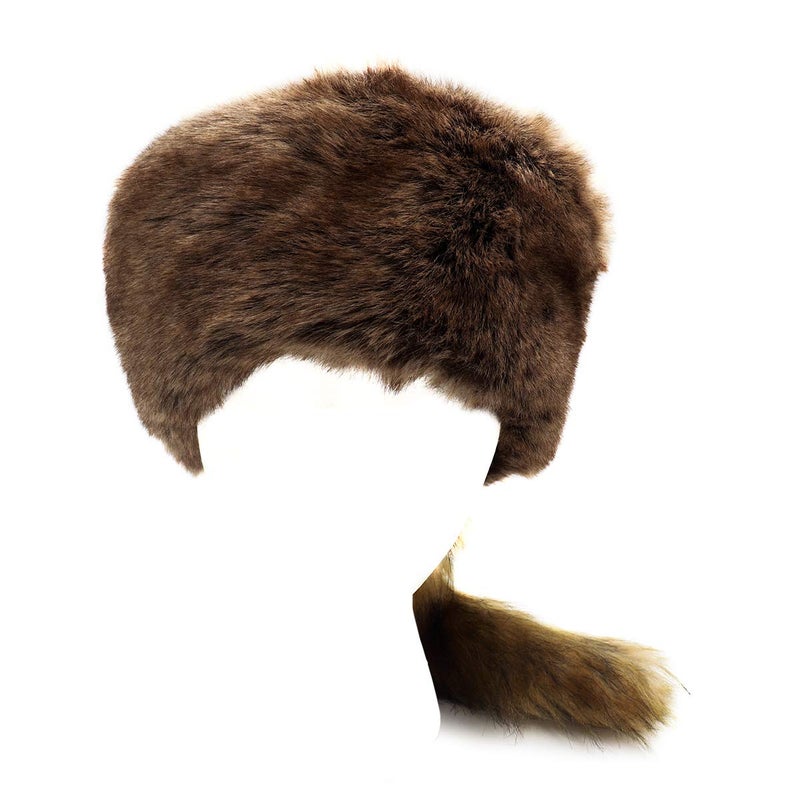 surell - Coonskin Davy Crockett Hat - Plush Soft Faux Fur Crown - Daniel Boone Outdoorsman Adventure Cap - Cabin DÃ©cor Raccoon Tail Hat (Brown) - Image 4